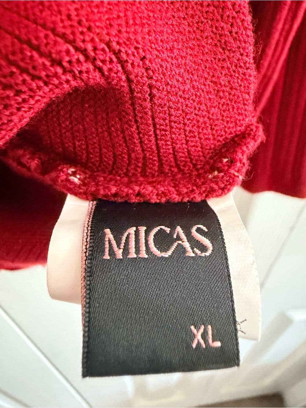 Red Ribbed Peplum Button-Front Cardigan Sweater - Picture 3 of 3